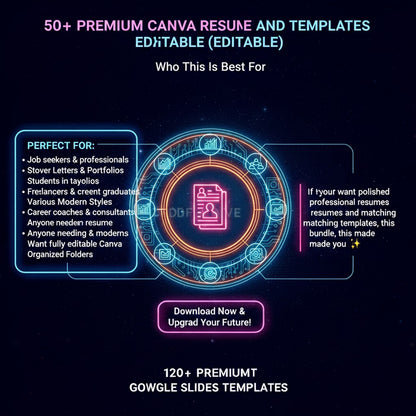 50+ PREMIUM CANVA RESUME AND TEMPLATES BUNDLE (EDITABLE)