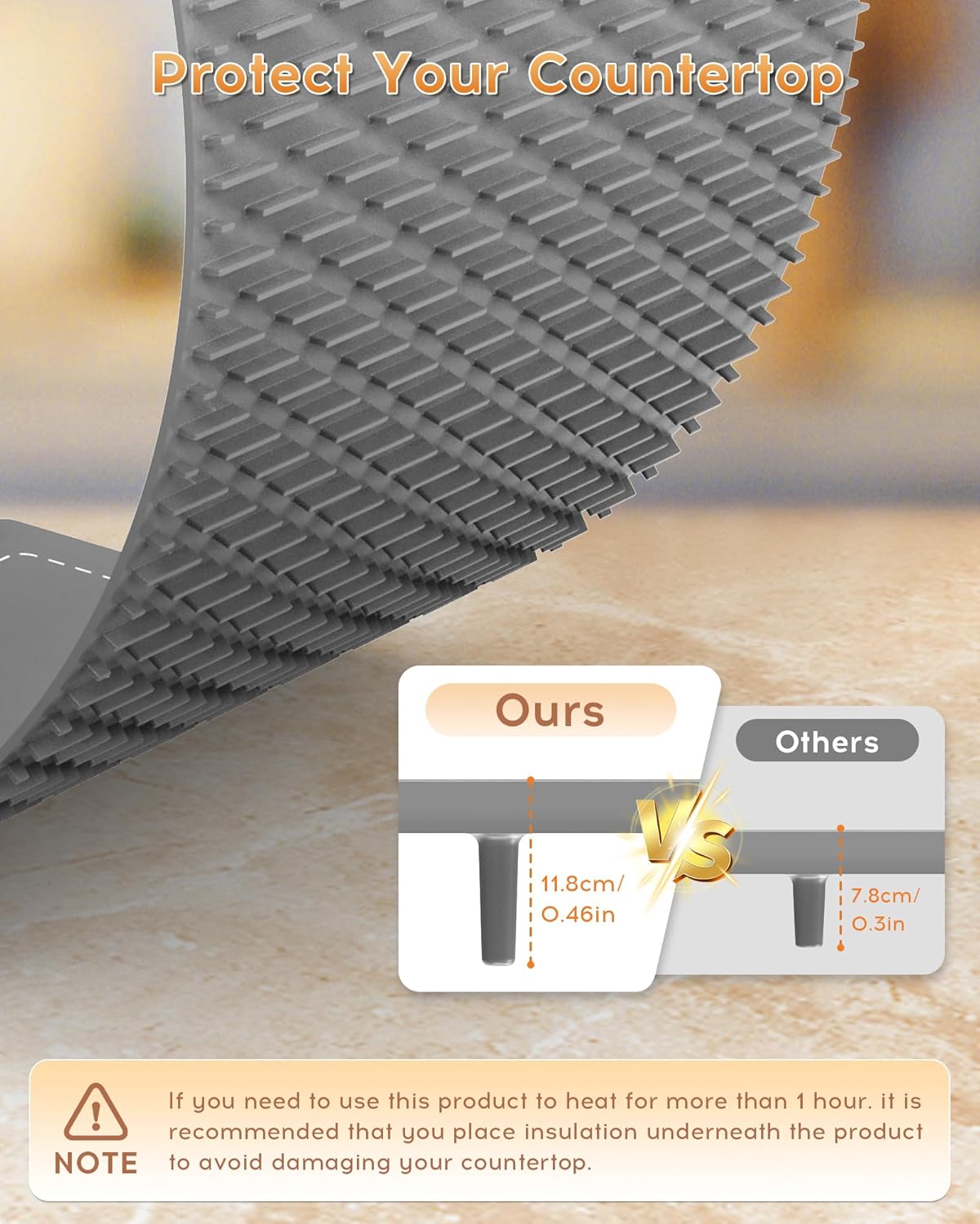 XL Electric Food Warming Mat 36"x16" 580W – 6 Temp Levels, 6H Timer, Buffet Heating Pad (Plus Grey)