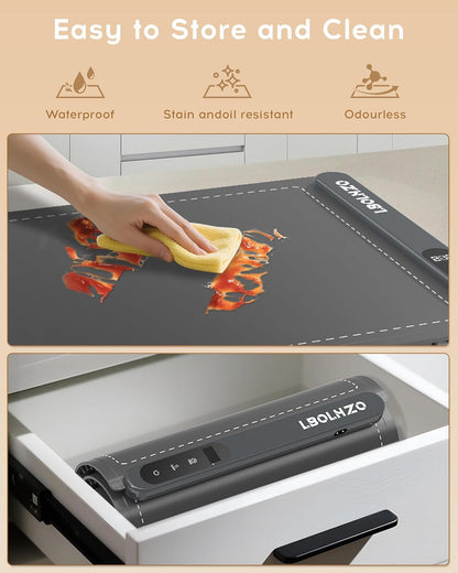 XL Electric Food Warming Mat 36"x16" 580W – 6 Temp Levels, 6H Timer, Buffet Heating Pad (Plus Grey)