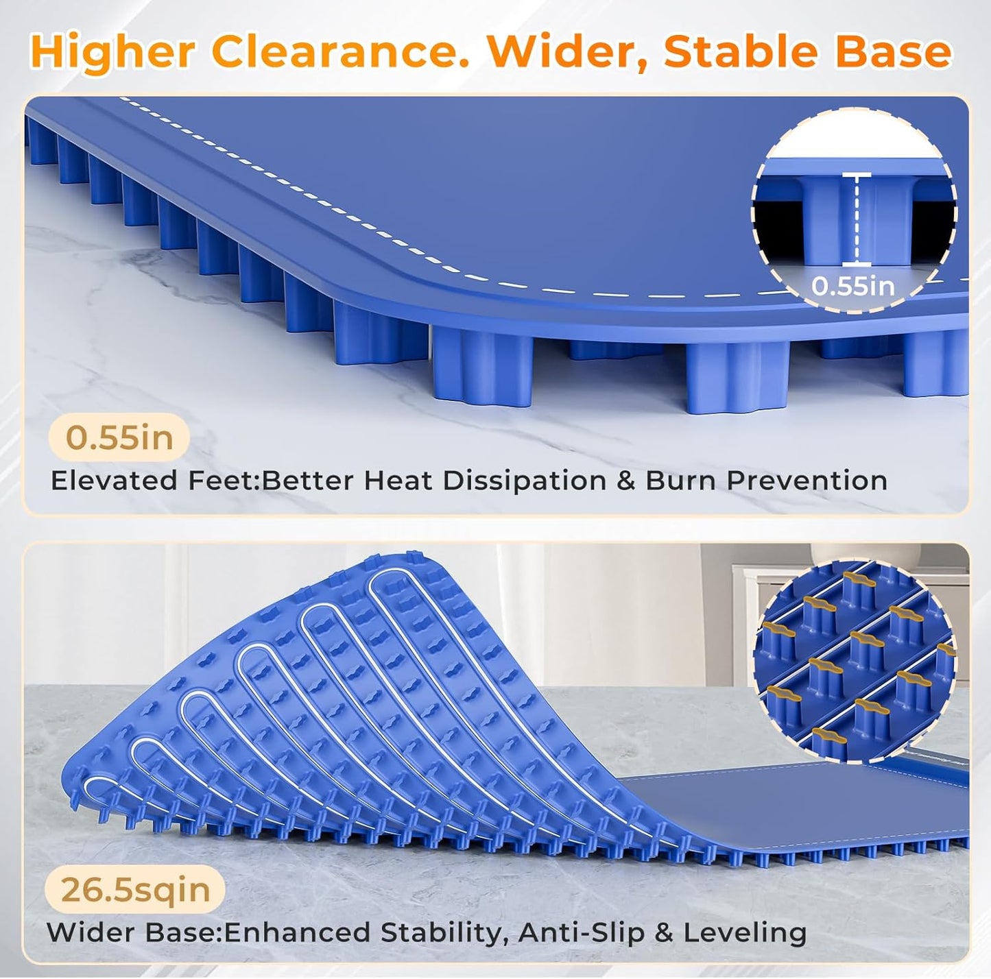 Extra Large Electric Warming Mat 32"x15" – 7 Temp Levels, 8H Timer, Portable Food Warmer (Blue)